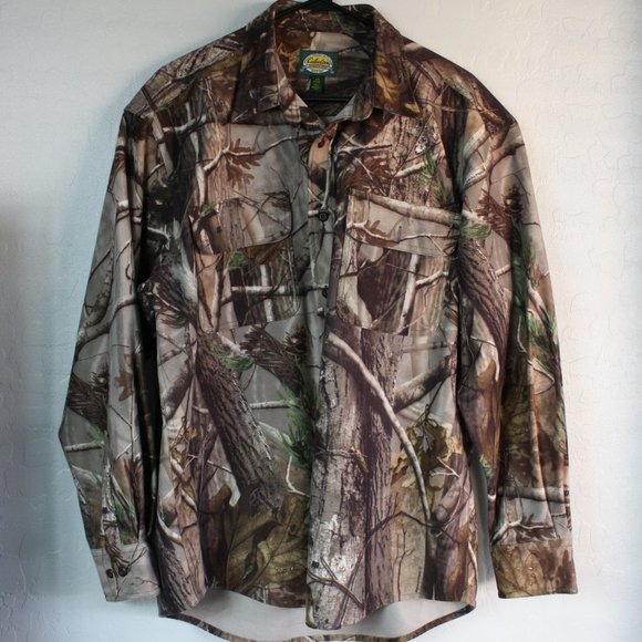 Cabelas Shirt Long Sleeve Mens Large Camo Button Down Hunting Outdoors Flannel - Picture 1 of 6